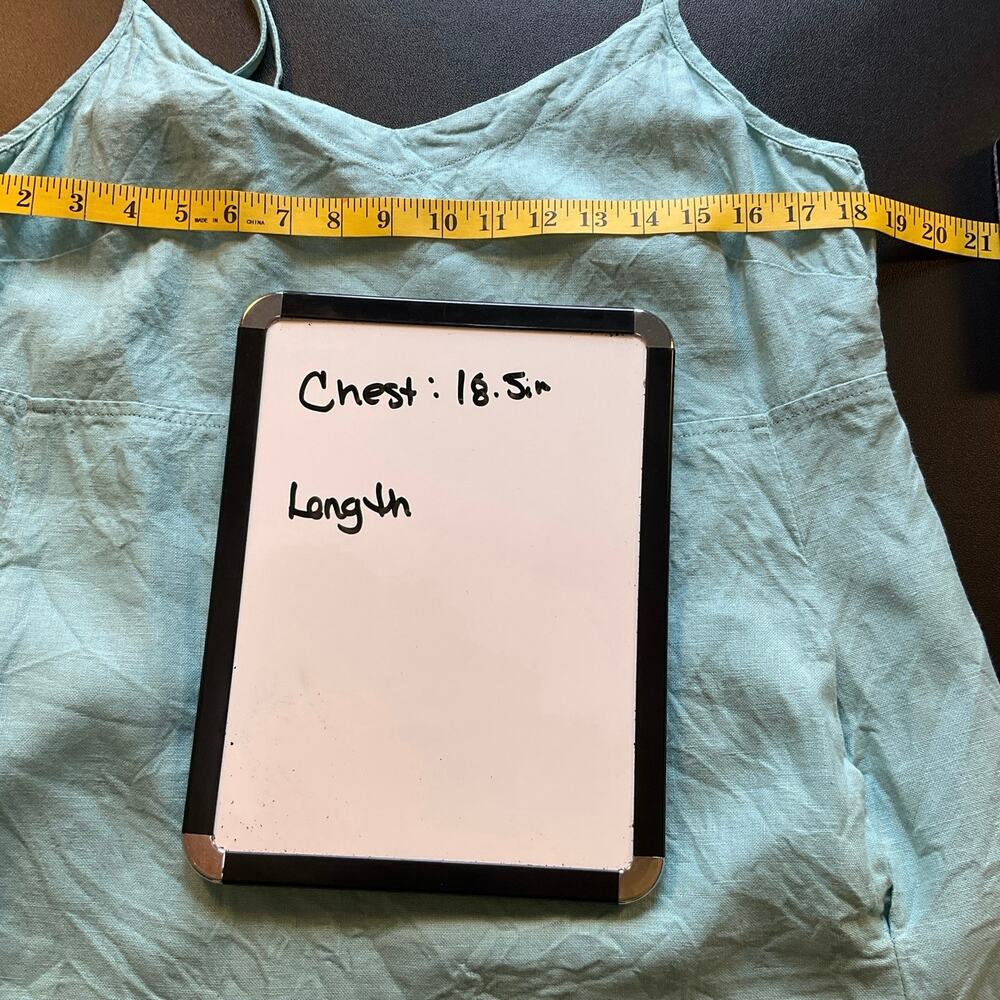 Eileen Fisher Womens Medium 100% Linen Cami Tank Top Aqua Blue Adjustable Straps - Picture 8 of 9